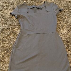 Banana Republic Gray Sheath Dress with Square Neck and Cap Sleeves